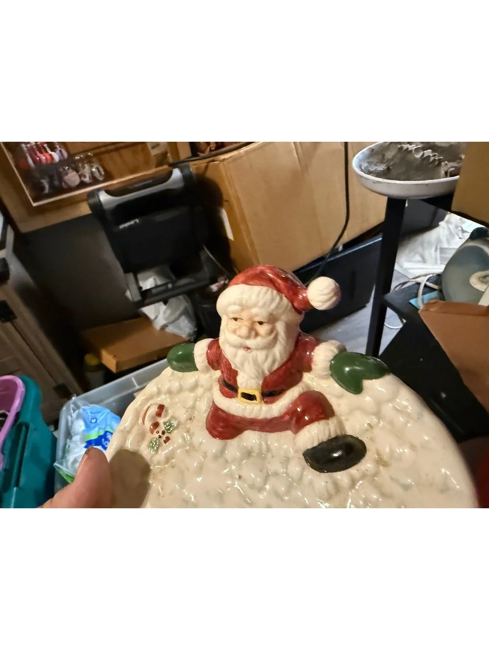 Vintage Santa Claus Ceramic Candy Dish with Original Box